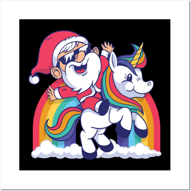 CUTE SANTA UNICORN Wall Art by madeinchorley